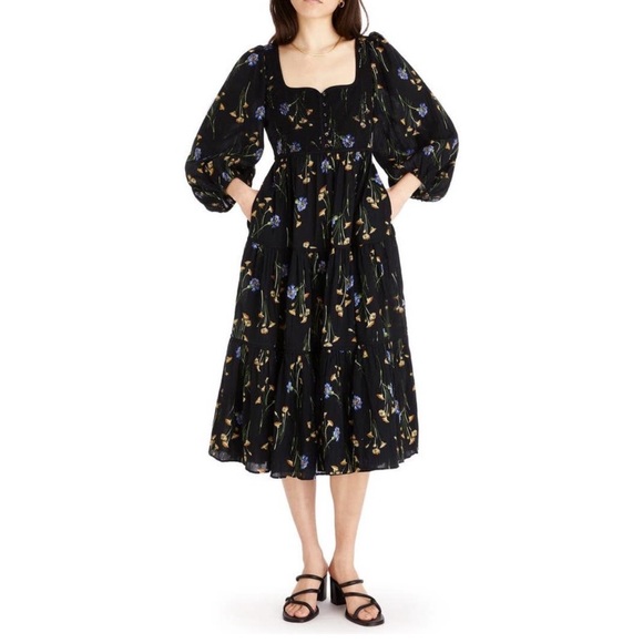 Madewell Xiomara Floral Print Long Sleeve Cotton Dress - Picture 5 of 11